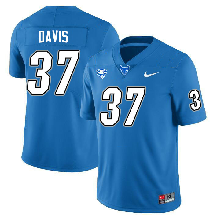 Buffalo Bulls #37 Evan Davis College Football Jerseys Stitched Sale-Blue